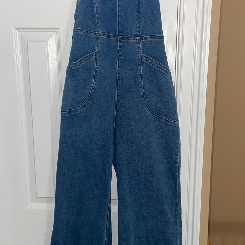 Free People Blue Denim Halter Jumpsuit - Picture 9 of 10